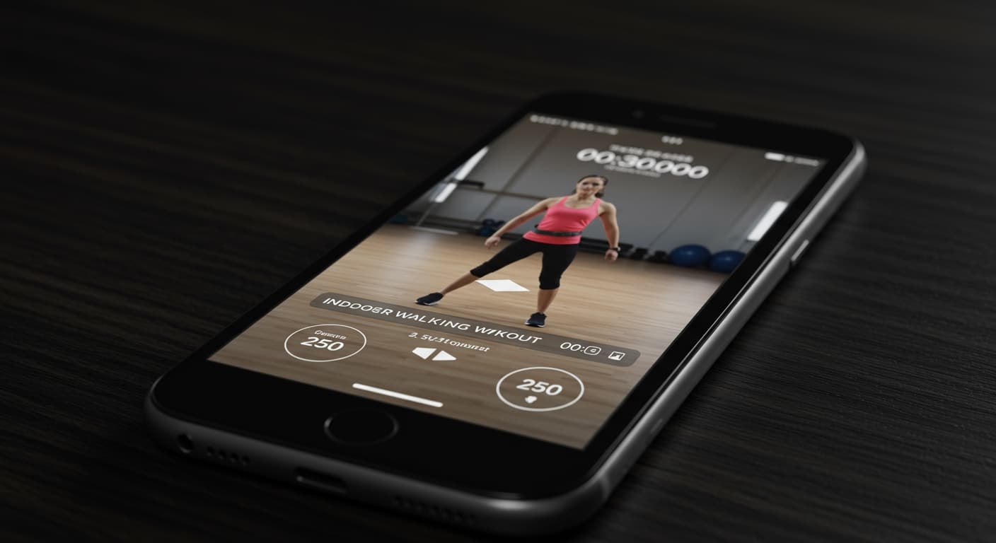 Phone showing a walking workout.
