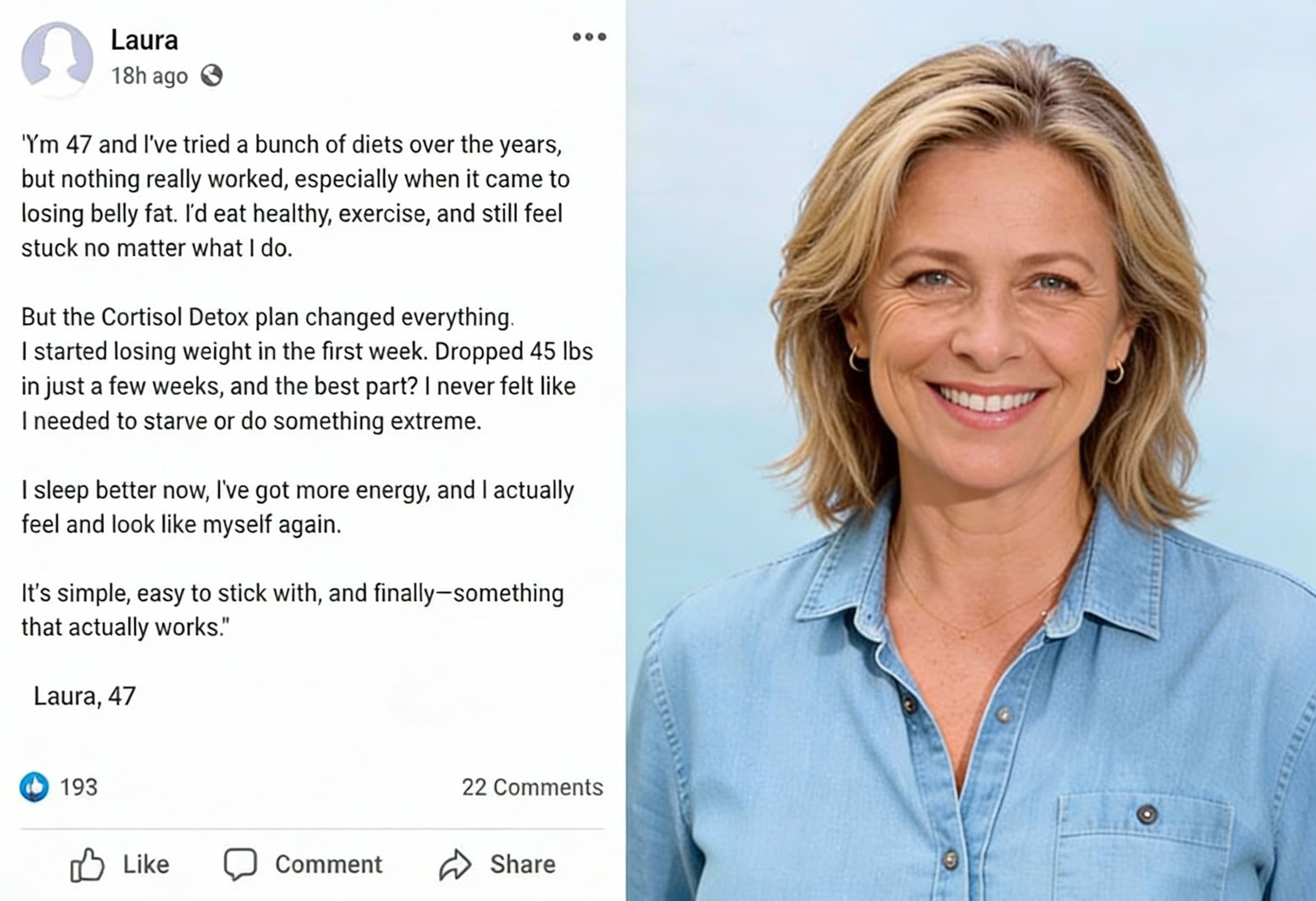 Laura, 47, shares about her weight loss journey with the Carnimeat plan.