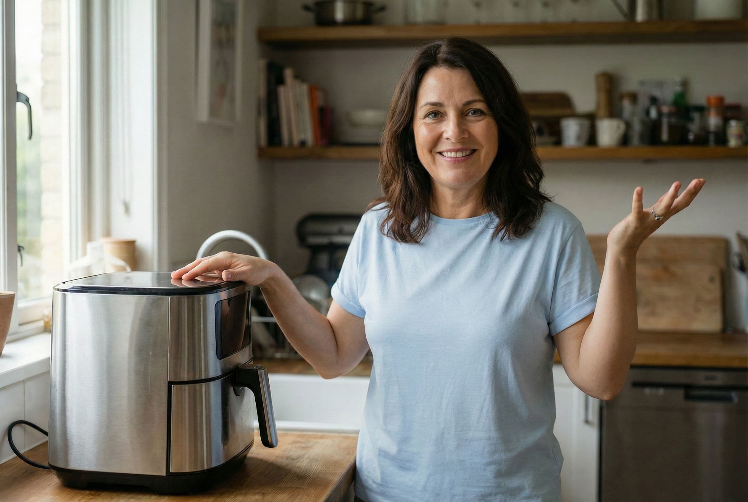Confused Woman, Gaining Weight With Air Fryer