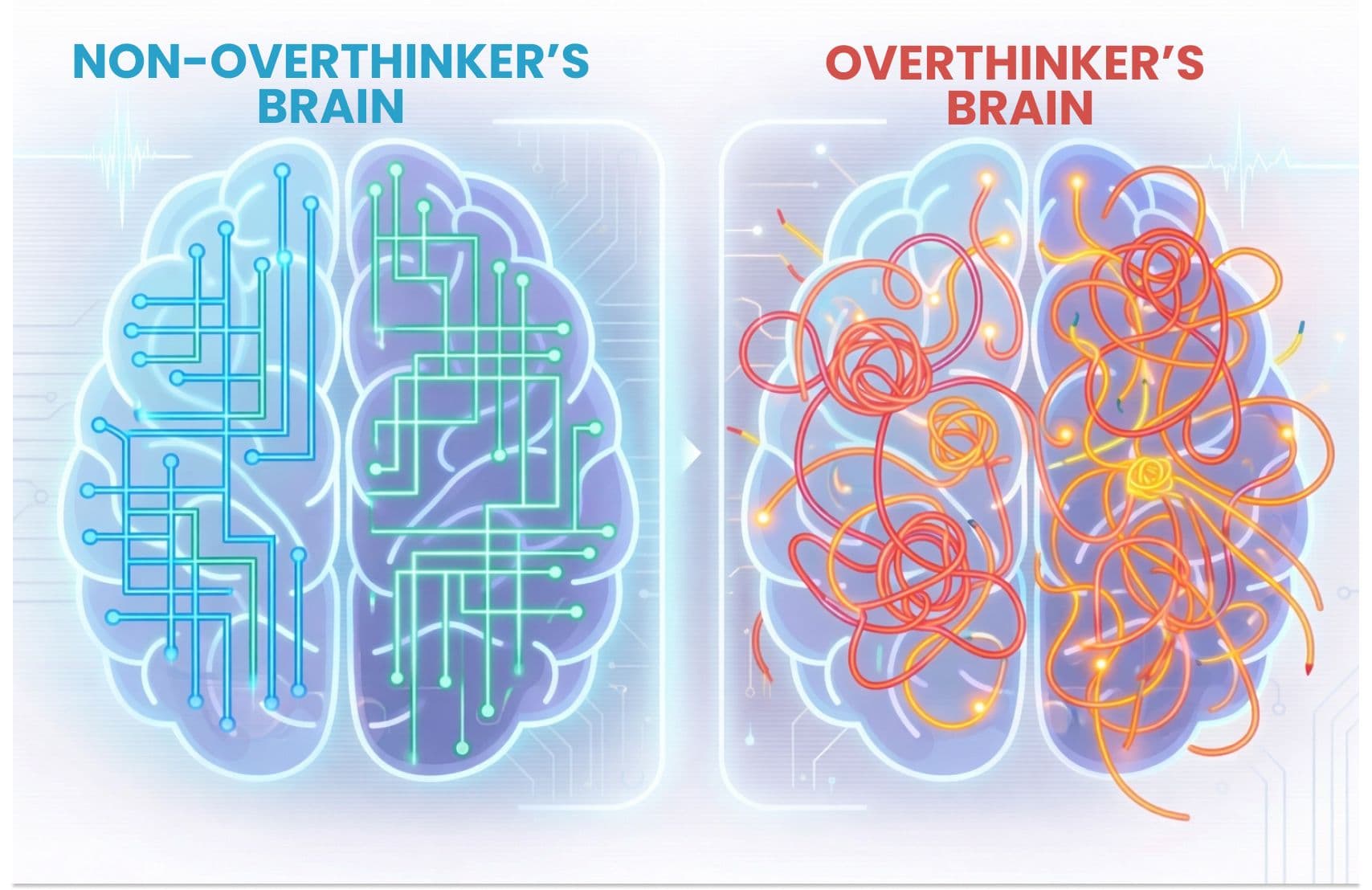 Overthinking brain comparison.